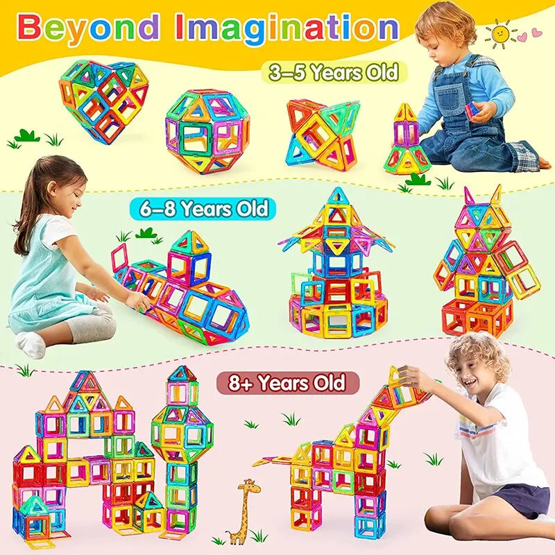 ¡Haz que tu hijo o hija descubra un mundo de posibilidades infinitas con nuestros Juguetes Magnéticos para Niños! Este set de bloques de construcción magnéticos de tamaño grande es el regalo perfecto para estimular la creatividad