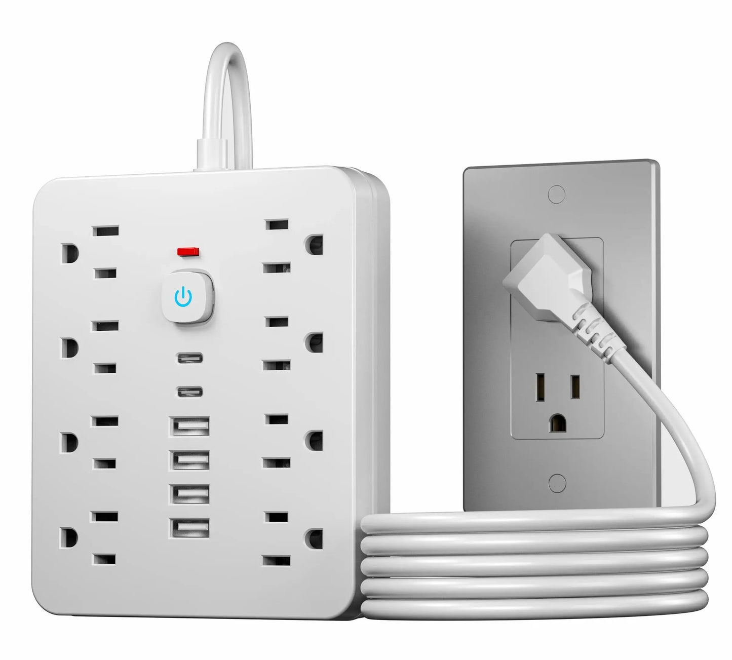 ¡Maximiza la conectividad de tus dispositivos con la toma de corriente estadounidense 10 en 1! Esta regleta de 10 pies (3 metros) es la solución perfecta para mantener todos tus dispositivos electrónicos conectados de manera segura y eficiente