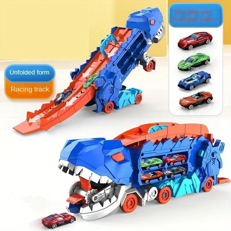 ¡Haz que tus pequeños se adentren en un mundo de diversión y aventura con el camión de dinosaurios de transporte transformable! Este juguete único no solo ofrece horas de entretenimiento