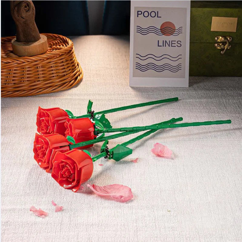 ¡Añade un toque de elegancia y creatividad a tu hogar con este ramo de orquídeas ,rosas artificiales! Este ramo no solo es una pieza decorativa, sino que también incorpora bloques de construcción, permitiendo una experiencia única al armarlo