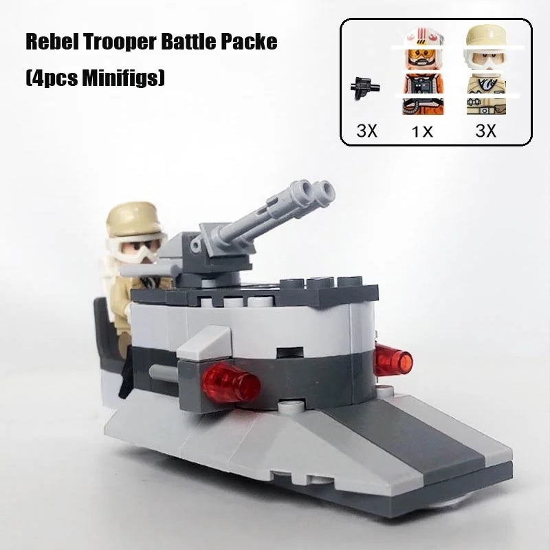 Set de bloques de construcción diseñado para los verdaderos fanáticos de Star Wars, ofreciéndote una experiencia de juego dinámica con mini figuras de acción y vehículos icónicos