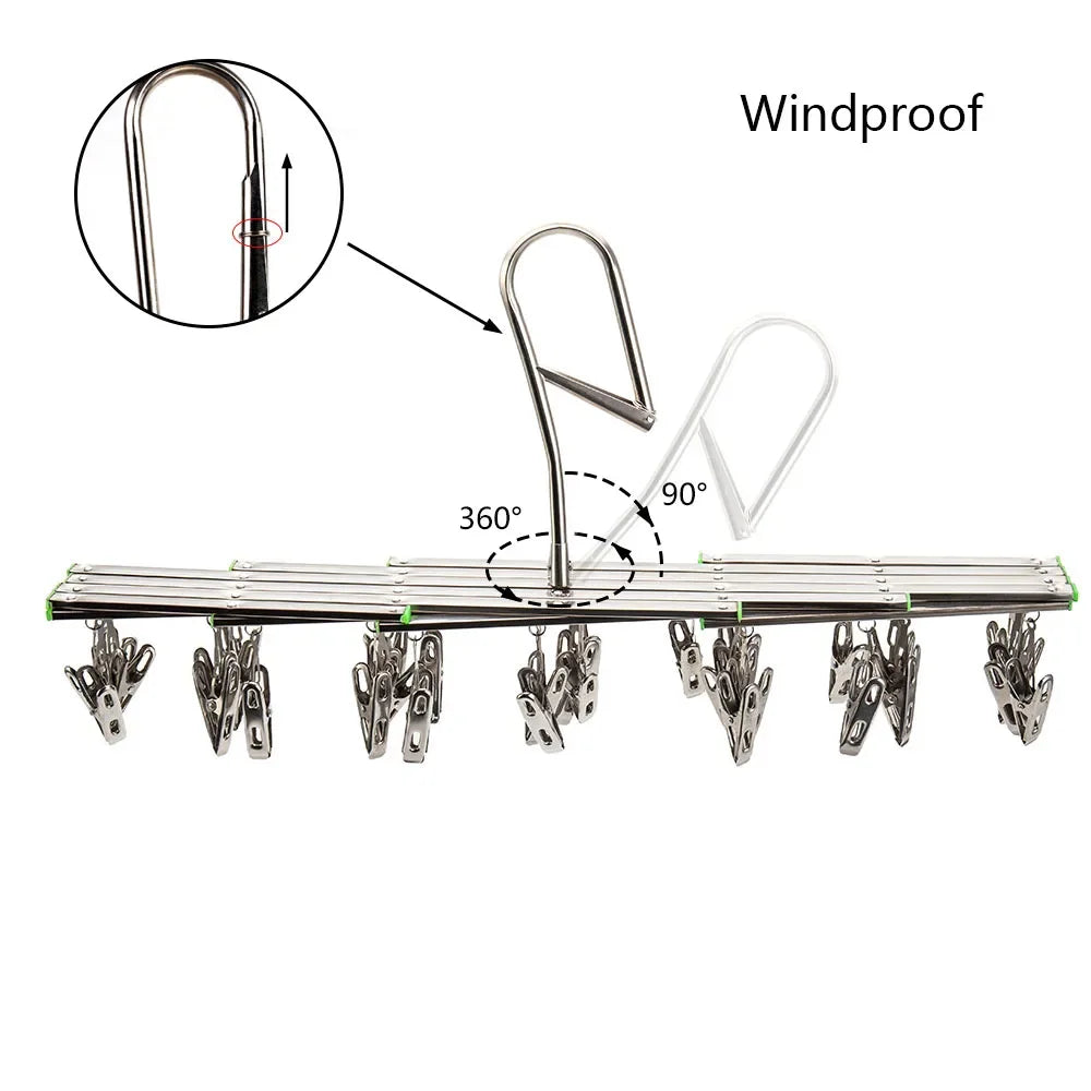 Tendedero plegable con 35 Clips de acero inoxidable, estante de secado para ahorrar espacio.