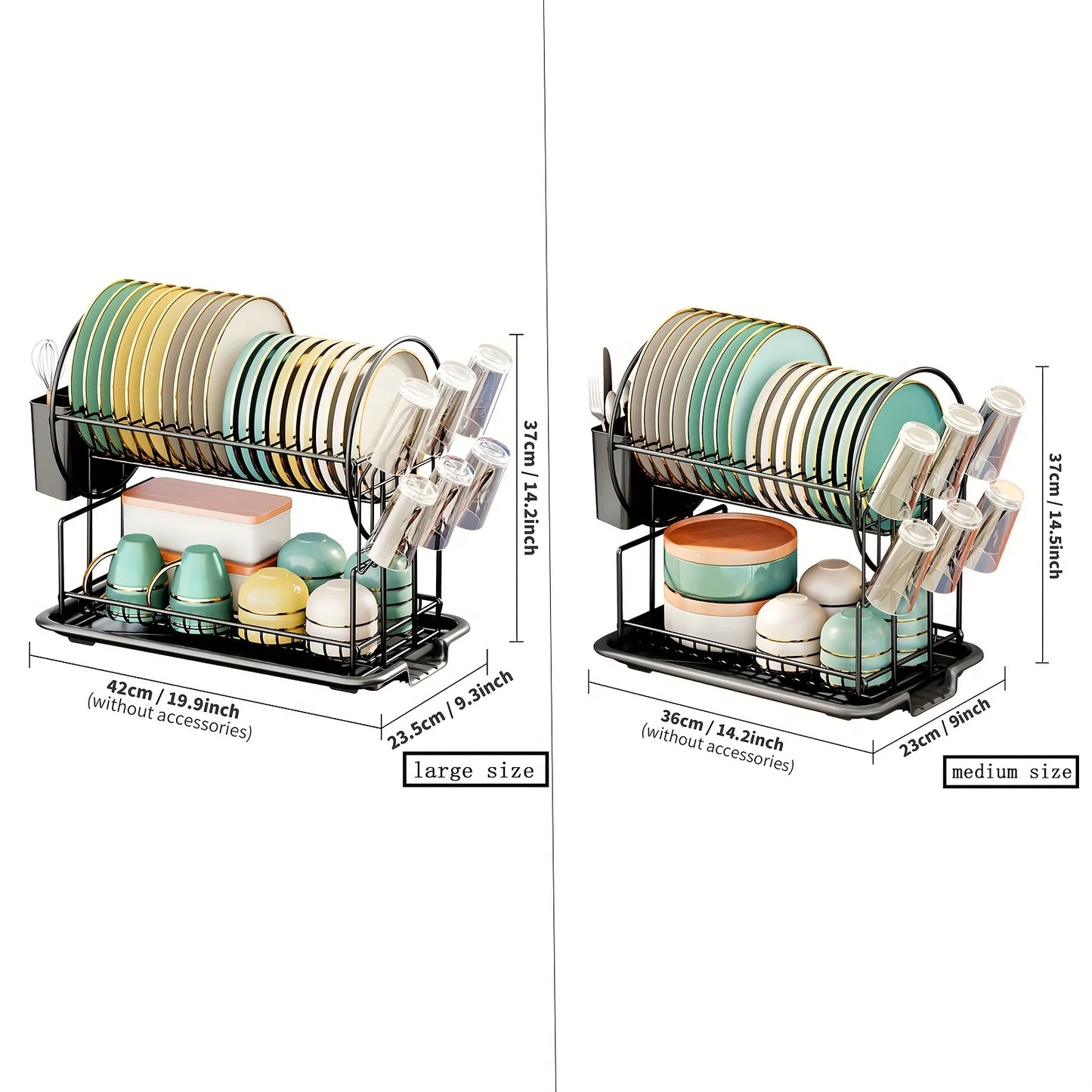 Ahorra espacio y mantén tu cocina organizada con este escurridor de platos de 2 niveles!