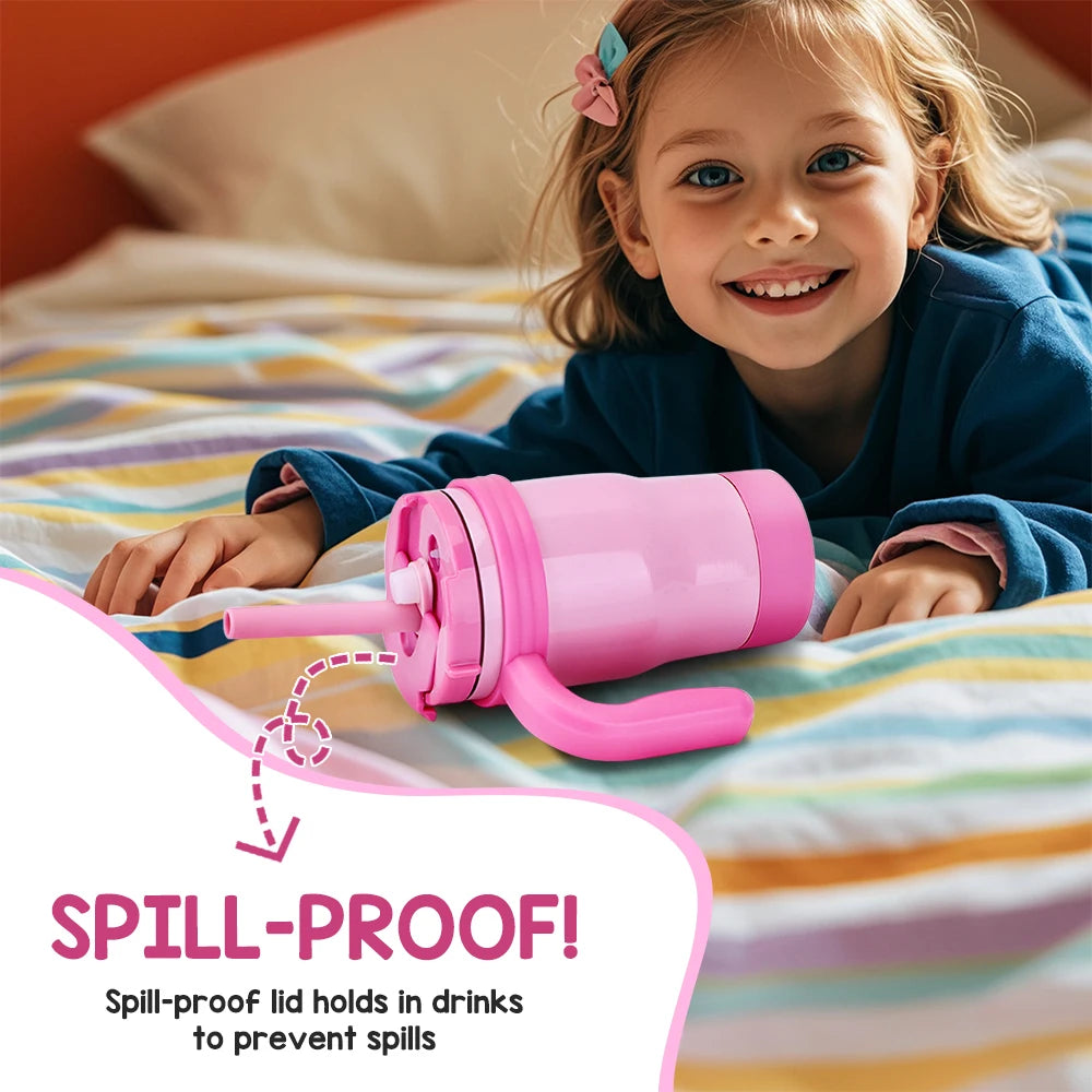 ¡La botella termo ideal para que tus pequeños se mantengan hidratados en todo momento! Esta botella termo para niños de 420ML está diseñada para mantener las bebidas a la temperatura perfecta durante horas, y lo mejor de todo, sin fugas ni derrames