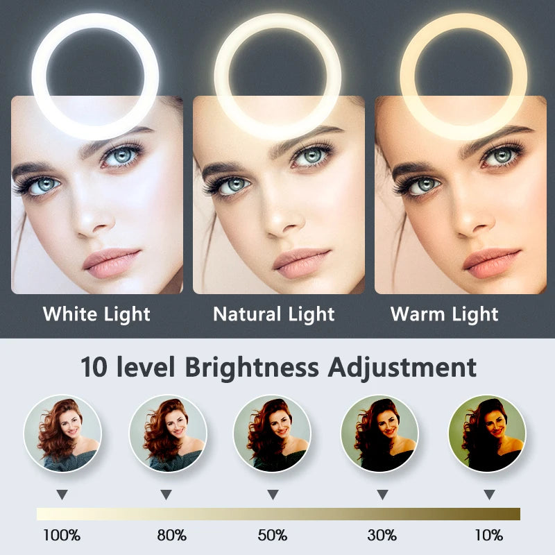 ¿Eres creador de contenido, influencer o fotógrafo? Este anillo de luz es lo que necesitas para llevar tus videos, transmisiones en vivo y fotos al siguiente nivel. Te ofrece una iluminación profesional que elimina sombras