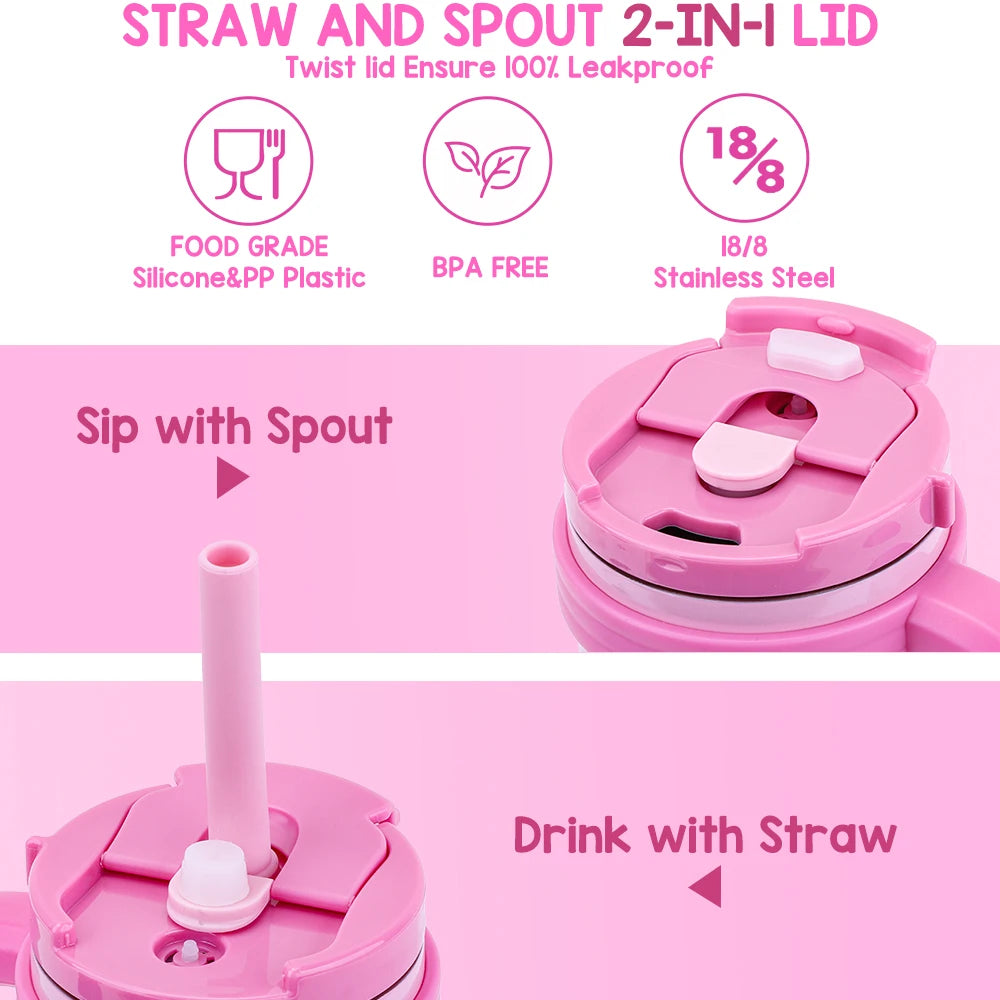 ¡La botella termo ideal para que tus pequeños se mantengan hidratados en todo momento! Esta botella termo para niños de 420ML está diseñada para mantener las bebidas a la temperatura perfecta durante horas, y lo mejor de todo, sin fugas ni derrames