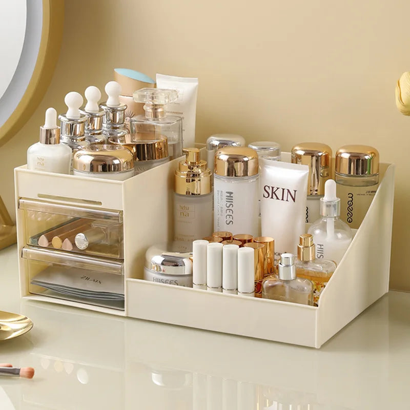 No más desorden en tu tocador! Organizador de maquillaje con cajones transparentes.
