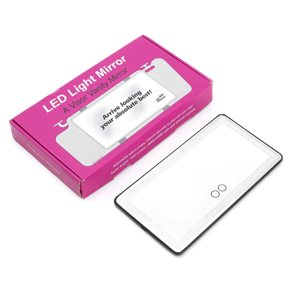 Maquíllate con precisión donde sea que estés gracias a este espejo para auto con luz LED.