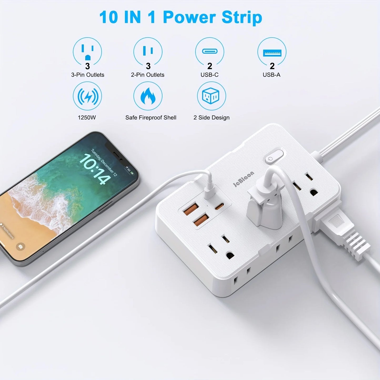 Potencia y Seguridad en 1 Solo Dispositivo. Olvídate de los Enchufes Insuficientes y Cables Desordenados.