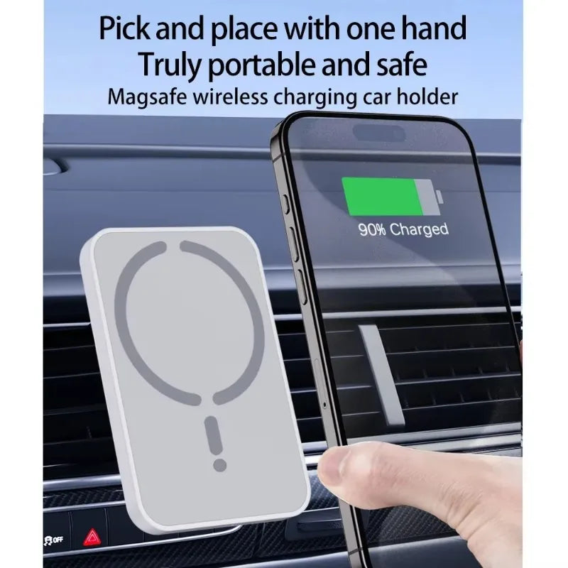 Transforma tu experiencia de carga en el coche con el Cargador Inalámbrico Magnético, Este cargador de última tecnología está diseñado para ofrecerte carga rápida, comodidad total en todo momento. Ideal para iPhones de la serie 12 a 16