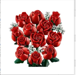 ¡Añade un toque de elegancia y creatividad a tu hogar con este ramo de orquídeas ,rosas artificiales! Este ramo no solo es una pieza decorativa, sino que también incorpora bloques de construcción, permitiendo una experiencia única al armarlo