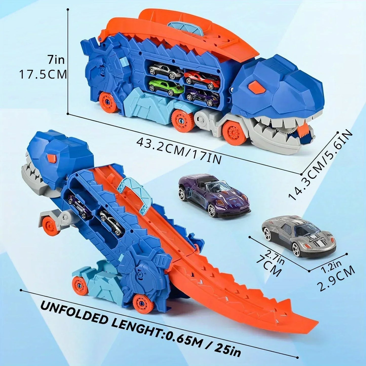 ¡Haz que tus pequeños se adentren en un mundo de diversión y aventura con el camión de dinosaurios de transporte transformable! Este juguete único no solo ofrece horas de entretenimiento