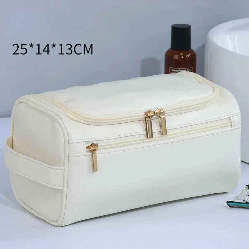 Bolsa de aseo de cuero para hombres y mujeres, Kit Dopp, bolsa de aseo colgante, bolsa de aseo de viaje, bolsa de cosméticos grande para viajes