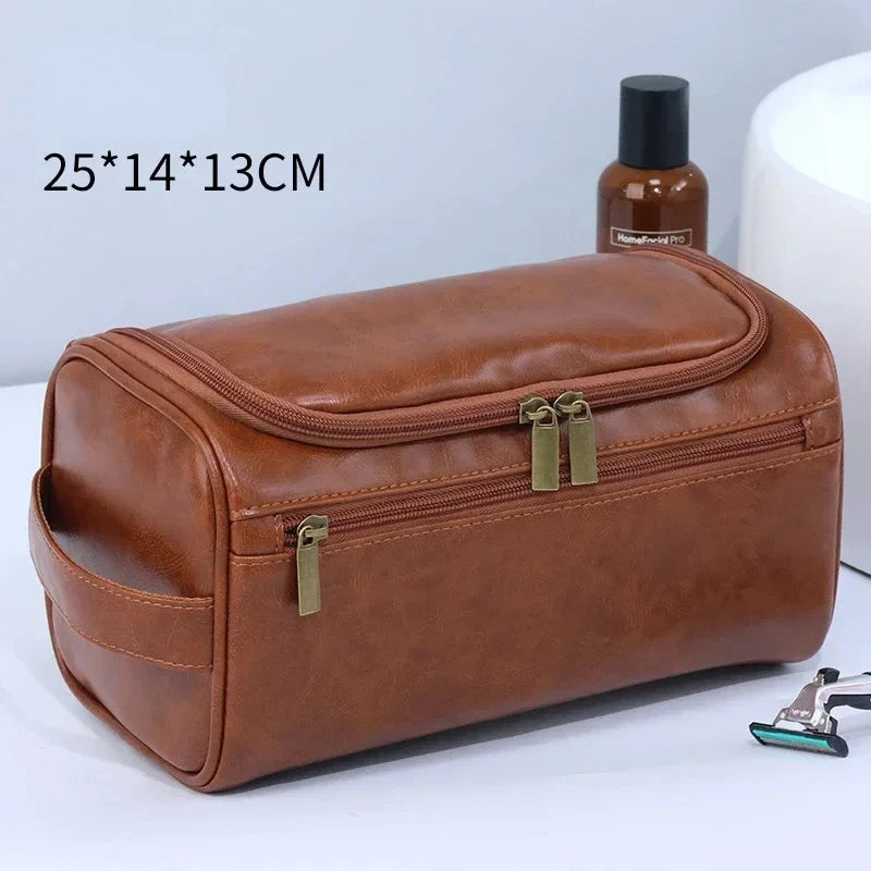 Bolsa de aseo de cuero para hombres y mujeres, Kit Dopp, bolsa de aseo colgante, bolsa de aseo de viaje, bolsa de cosméticos grande para viajes