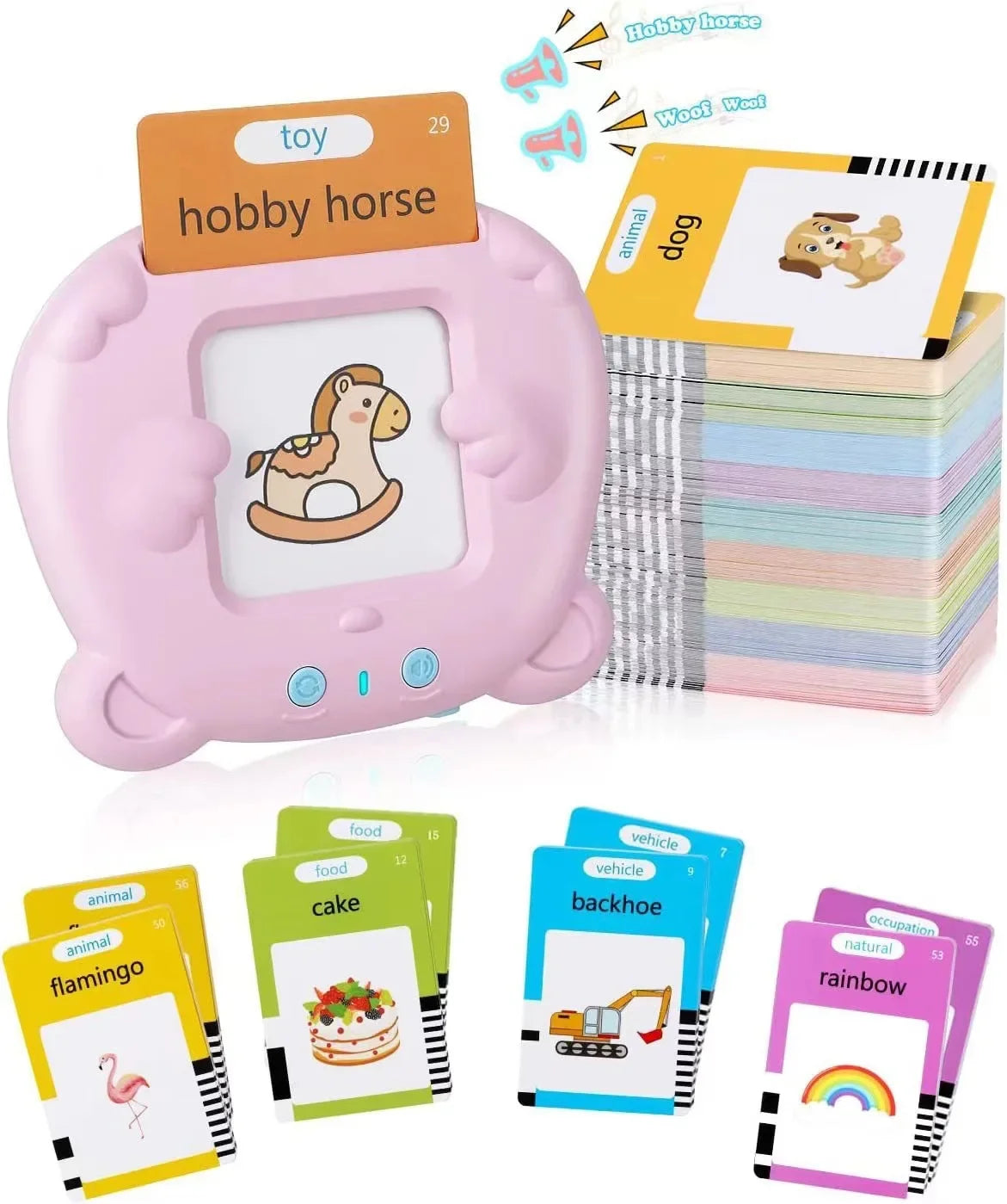 ¡Transforma el aprendizaje en una experiencia divertida y educativa! Las tarjetas flash parlantes son una herramienta de aprendizaje única para niños pequeños que quieren explorar un mundo de palabras, sonidos y colores