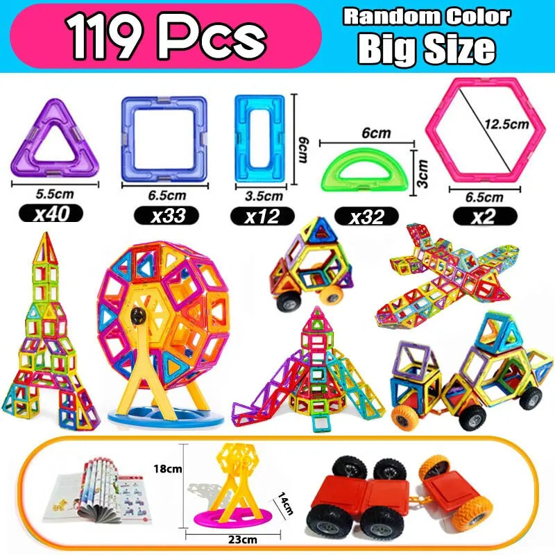 ¡Haz que tu hijo o hija descubra un mundo de posibilidades infinitas con nuestros Juguetes Magnéticos para Niños! Este set de bloques de construcción magnéticos de tamaño grande es el regalo perfecto para estimular la creatividad