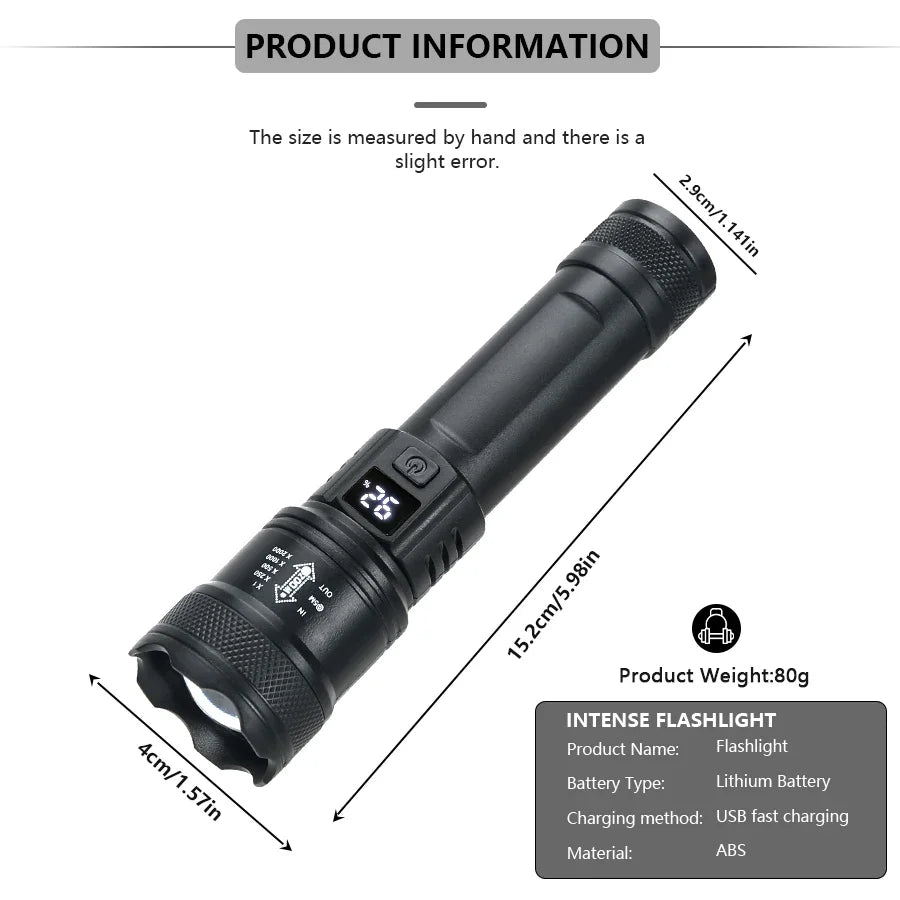 ¿Estas buscando una Linterna Potente, Recargable y Resistente? Linterna LED de 2000 lúmenes.