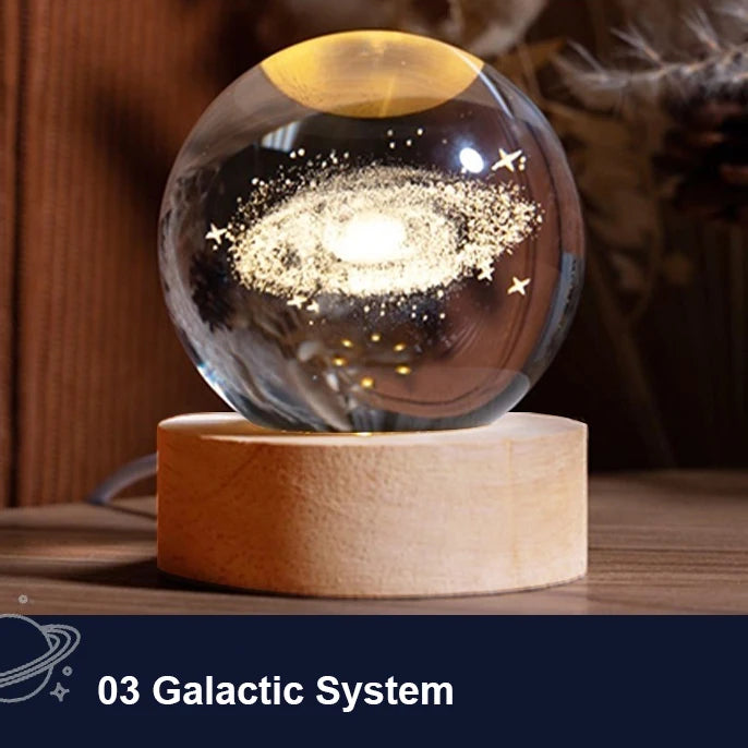 La Vía Láctea e la Palma de tu Mano. Lámpara LED de Cristal 3D