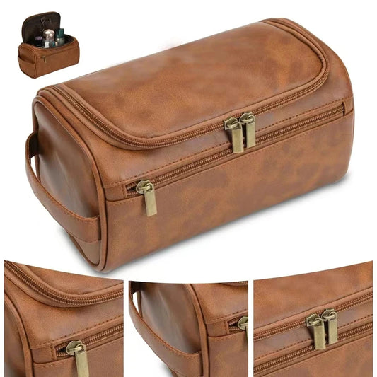 Bolsa de aseo de cuero para hombres y mujeres, Kit Dopp, bolsa de aseo colgante, bolsa de aseo de viaje, bolsa de cosméticos grande para viajes