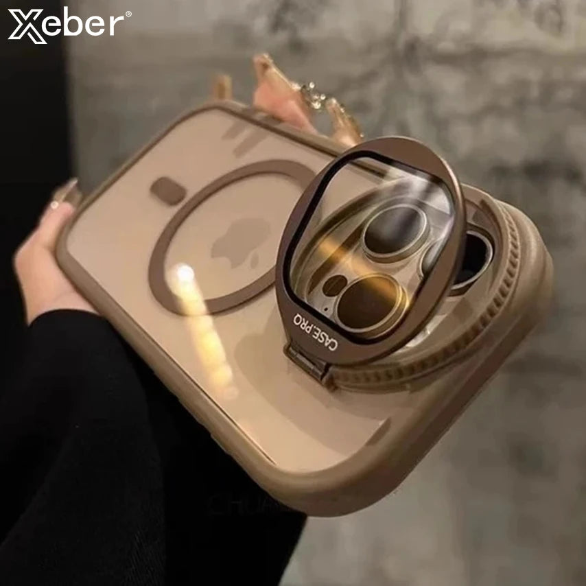 Protege lo más valioso de tu iPhone: Soporte con tapa para lente y MagSafe integrado.