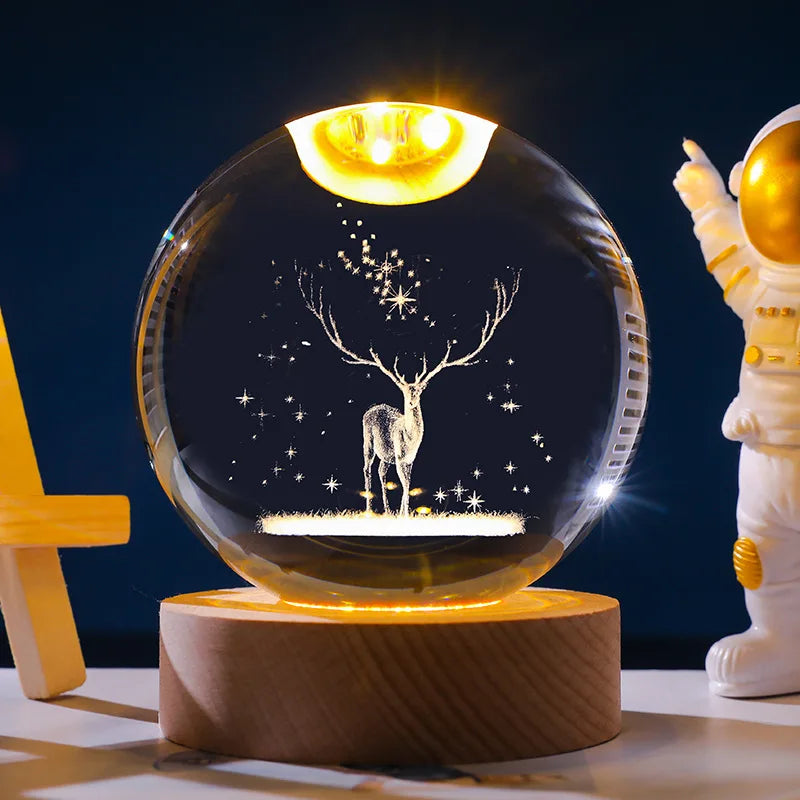 La Vía Láctea e la Palma de tu Mano. Lámpara LED de Cristal 3D