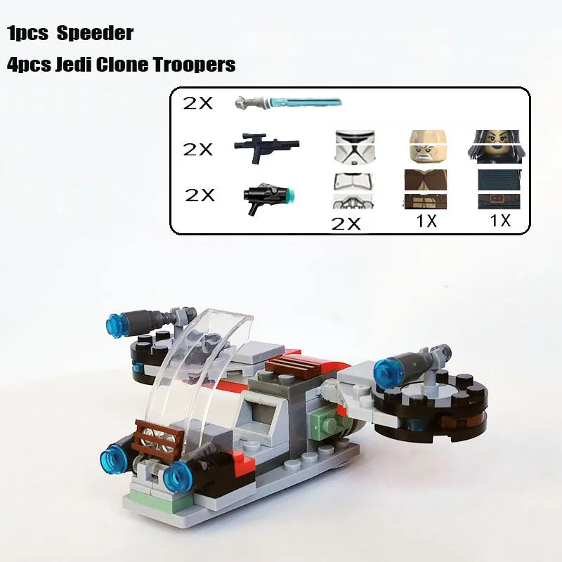 Set de bloques de construcción diseñado para los verdaderos fanáticos de Star Wars, ofreciéndote una experiencia de juego dinámica con mini figuras de acción y vehículos icónicos