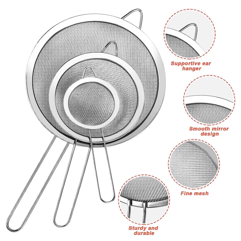 Precisión y durabilidad en tu cocina con este set de coladores de acero inoxidable.