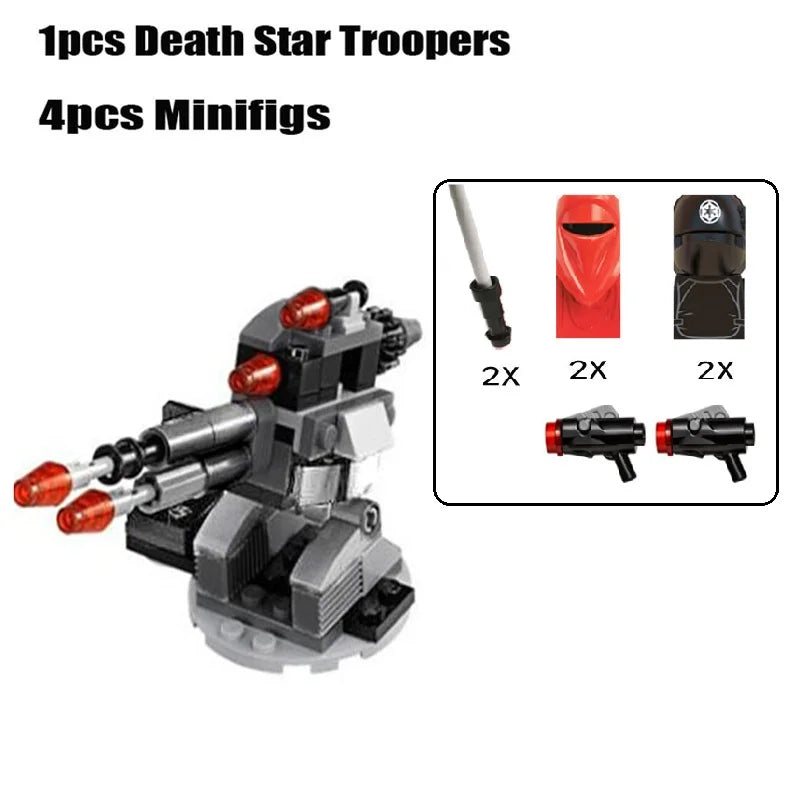 Set de bloques de construcción diseñado para los verdaderos fanáticos de Star Wars, ofreciéndote una experiencia de juego dinámica con mini figuras de acción y vehículos icónicos