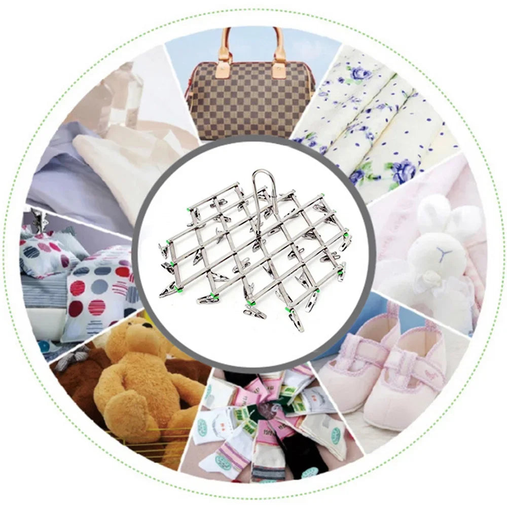 Tendedero plegable con 35  Clips de acero inoxidable, estante de secado para ahorrar espacio.