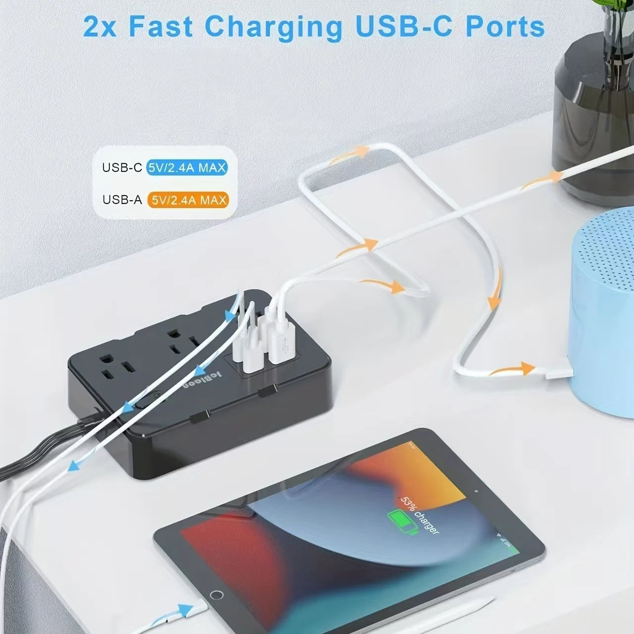 Potencia y Seguridad en 1 Solo Dispositivo. Olvídate de los Enchufes Insuficientes y Cables Desordenados.