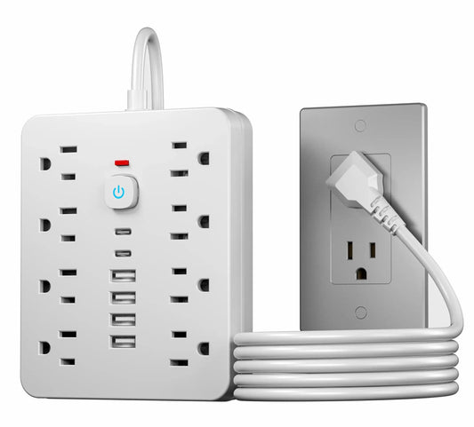 ¡Maximiza la conectividad de tus dispositivos con la toma de corriente estadounidense 10 en 1! Esta regleta de 10 pies (3 metros) es la solución perfecta para mantener todos tus dispositivos electrónicos conectados de manera segura y eficiente