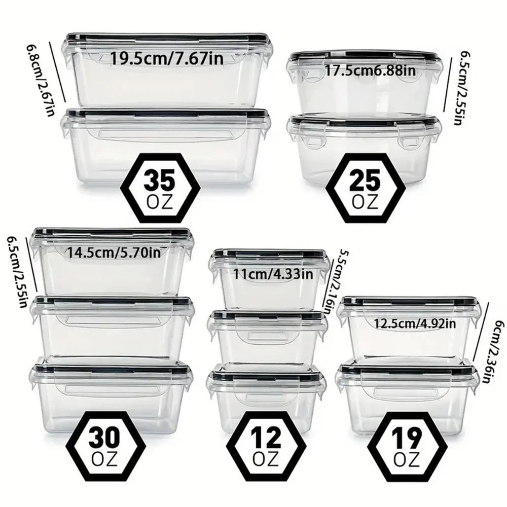 Organiza tu cocina de manera eficiente y segura con este set de 12 contenedores de alta calidad de la marca FDFD. Diseñados para conservar la frescura de tus alimentos  sin BPA