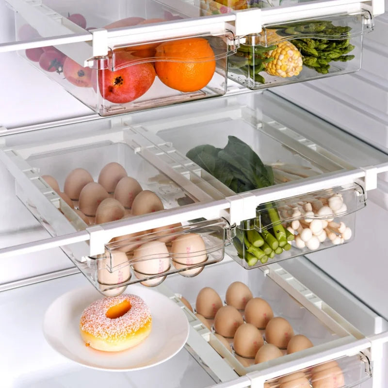 ¿Cansado del desorden en tu refrigerador? Este cajón deslizante es la solución perfecta para un mejor aprovechamiento.