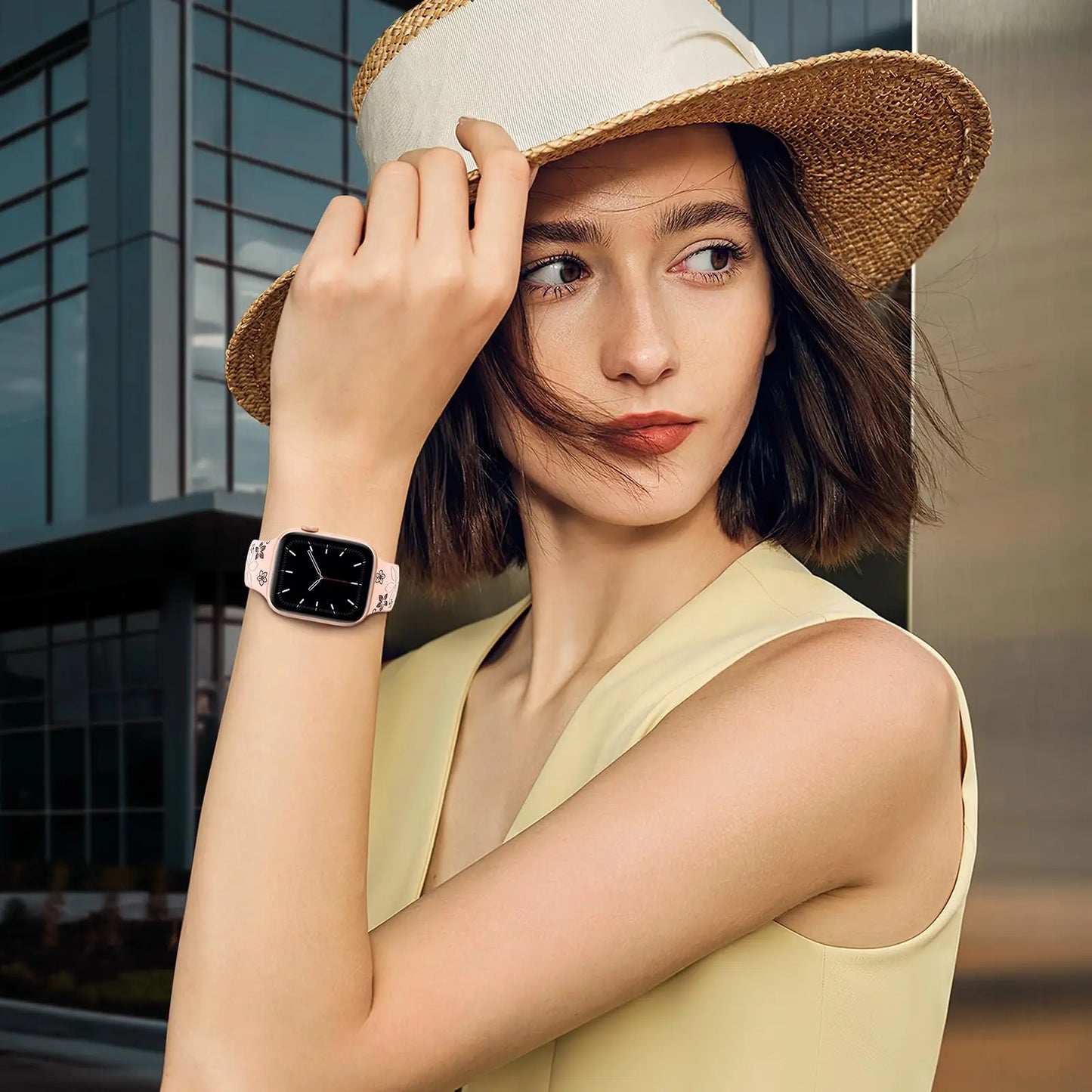 Estilo y elegancia para tu muñeca: set de 2 correas florales para Apple Watch.