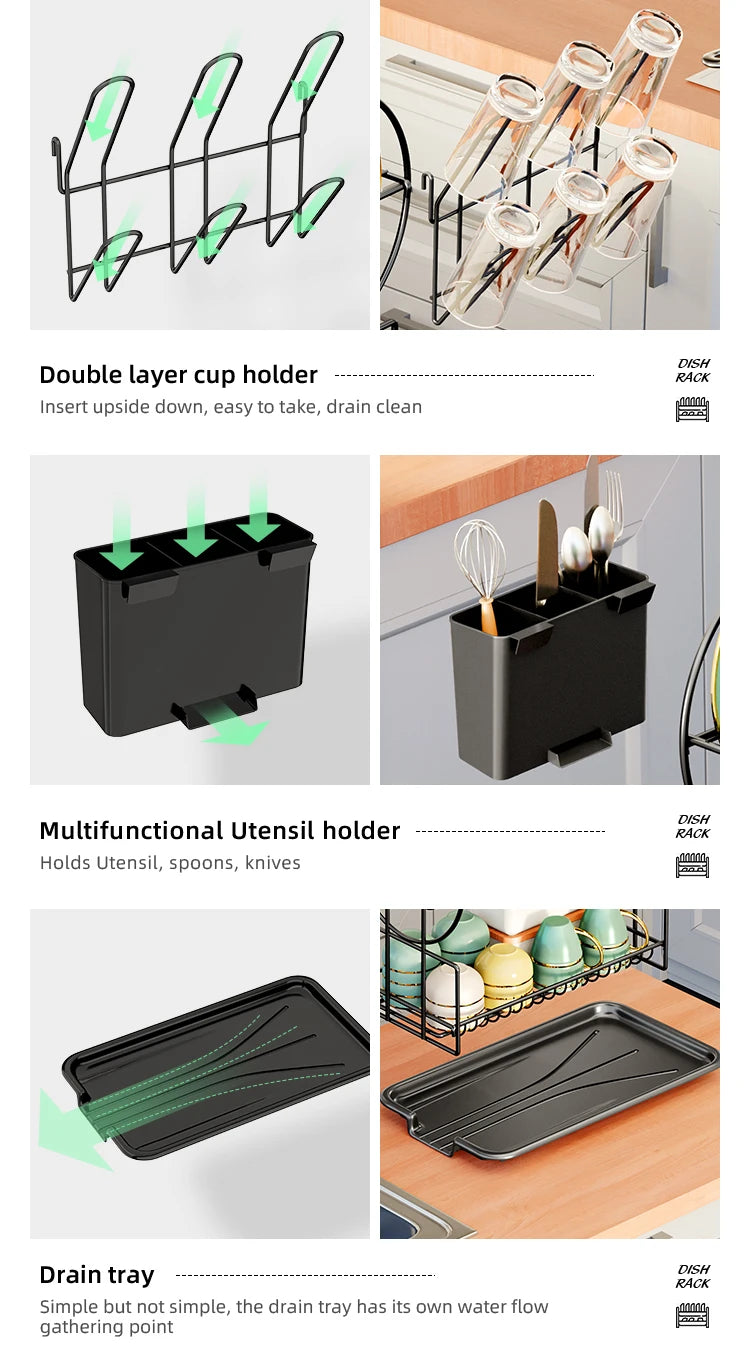 Ahorra espacio y mantén tu cocina organizada con este escurridor de platos de 2 niveles!