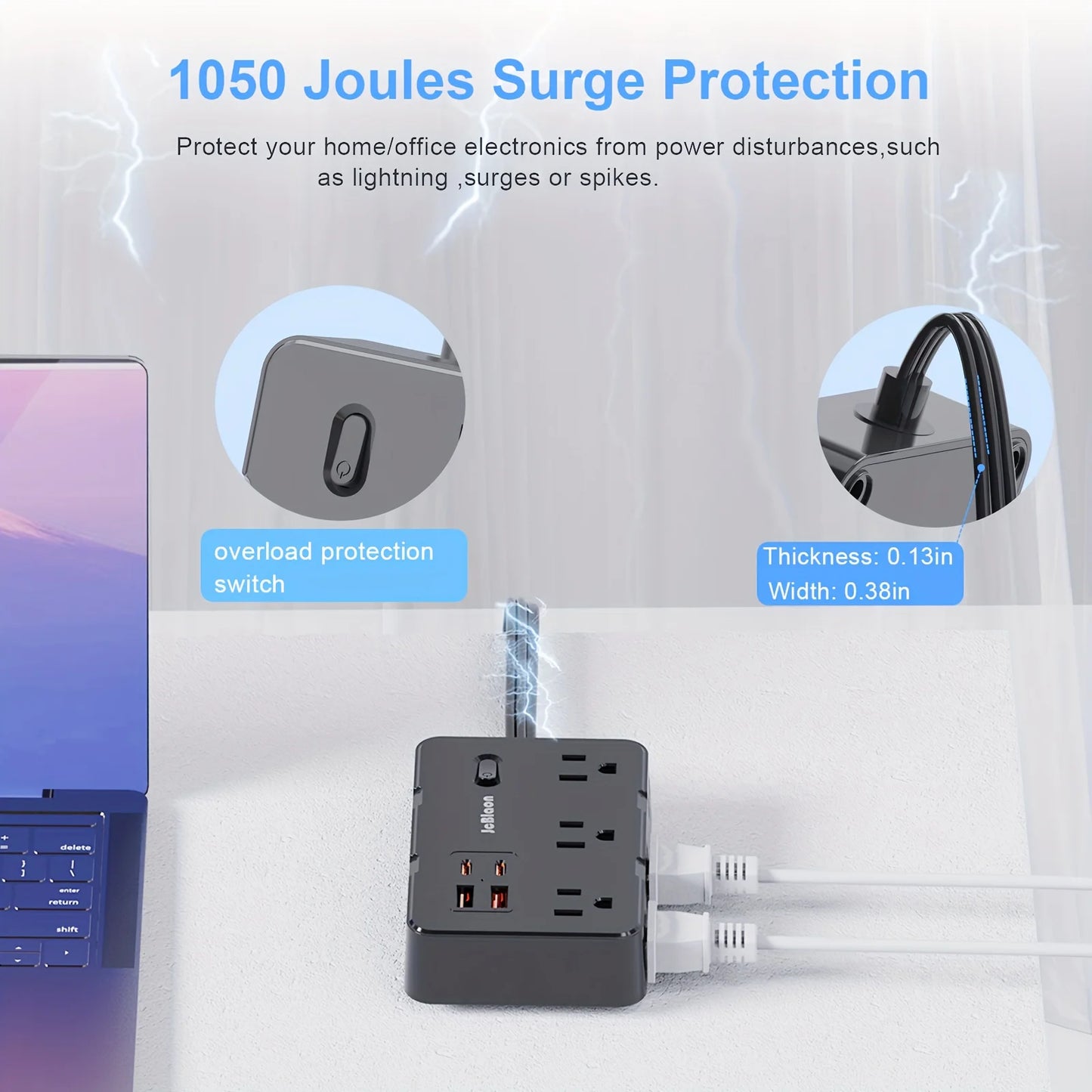 Potencia y Seguridad en 1 Solo Dispositivo. Olvídate de los Enchufes Insuficientes y Cables Desordenados.