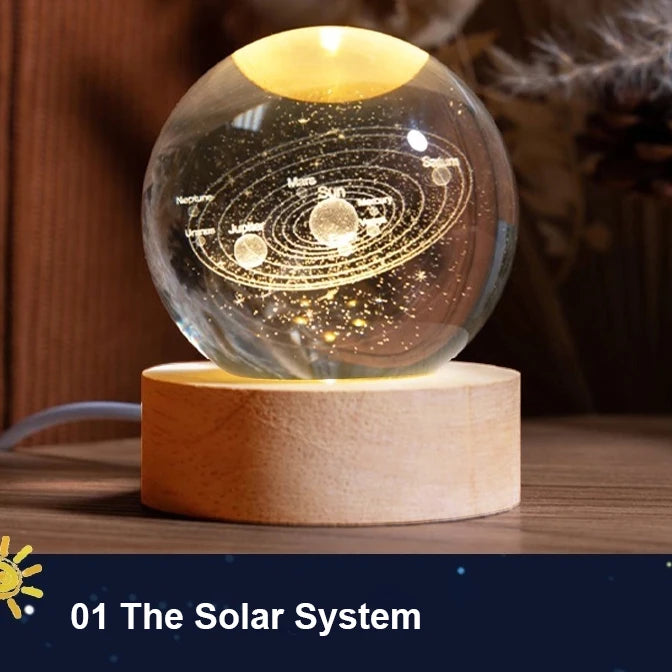 La Vía Láctea e la Palma de tu Mano. Lámpara LED de Cristal 3D