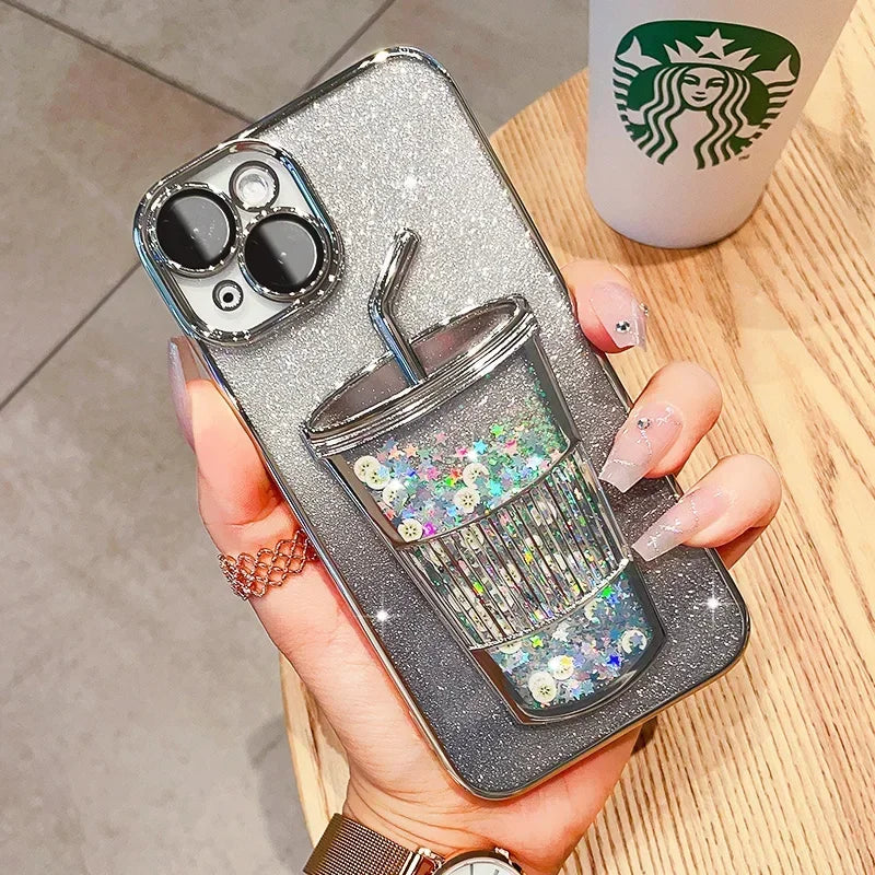 Dale un toque único y brillante a tu IPhone 14 o 15  con esta funda transparente con Purpurina 3D!