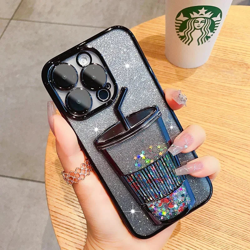 Dale un toque único y brillante a tu IPhone 14 o 15  con esta funda transparente con Purpurina 3D!