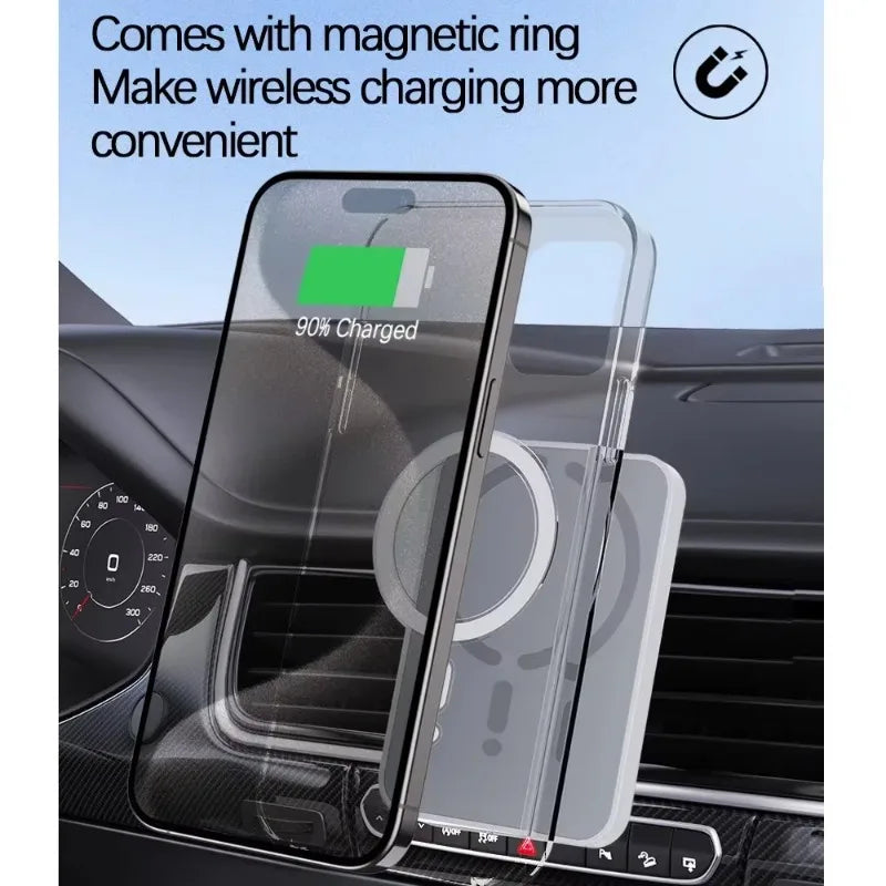 Transforma tu experiencia de carga en el coche con el Cargador Inalámbrico Magnético, Este cargador de última tecnología está diseñado para ofrecerte carga rápida, comodidad total  en todo momento. Ideal para iPhones de la serie 12 a 16