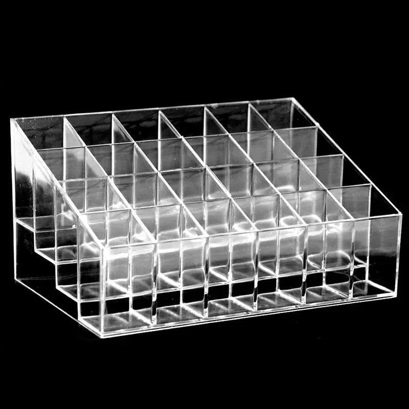 Estás buscando una manera funcional de organizar tus lápices labiales y esmaltes de uñas ,El Soporte Acrílico para Lápices Labiales de 24 Rejillas es la solución perfecta para mantener tus cosméticos organizados, accesibles y siempre a la vista