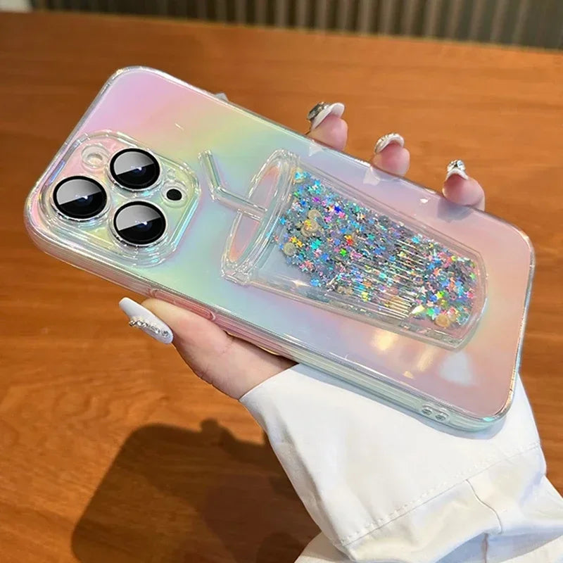 Dale un toque único y brillante a tu IPhone 16 con esta funda transparente con Purpurina 3D!