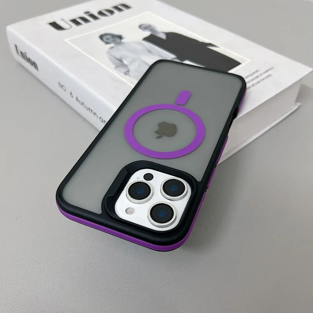 Funda de lujo con armadura translúcida mate de Color magnético a prueba de golpes para iPhone 11 12 13 14 15 16 ProMax Magsafe cubierta de carga inalámbrica