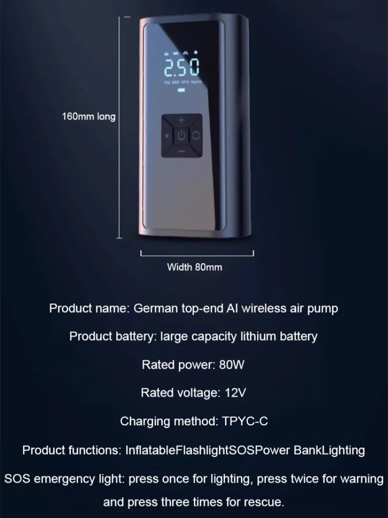 Bomba de Aire Inteligente 3 en 1: Infla Rápido, Ilumina y Carga tu Celular!