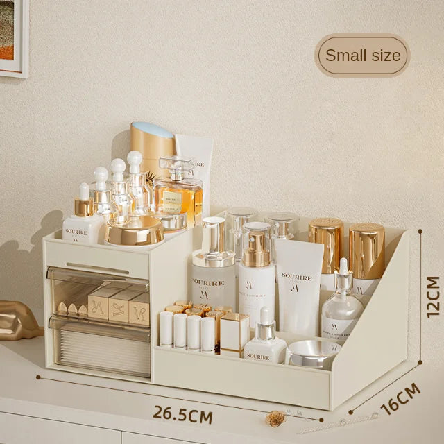 No más desorden en tu tocador! Organizador de maquillaje con cajones transparentes.