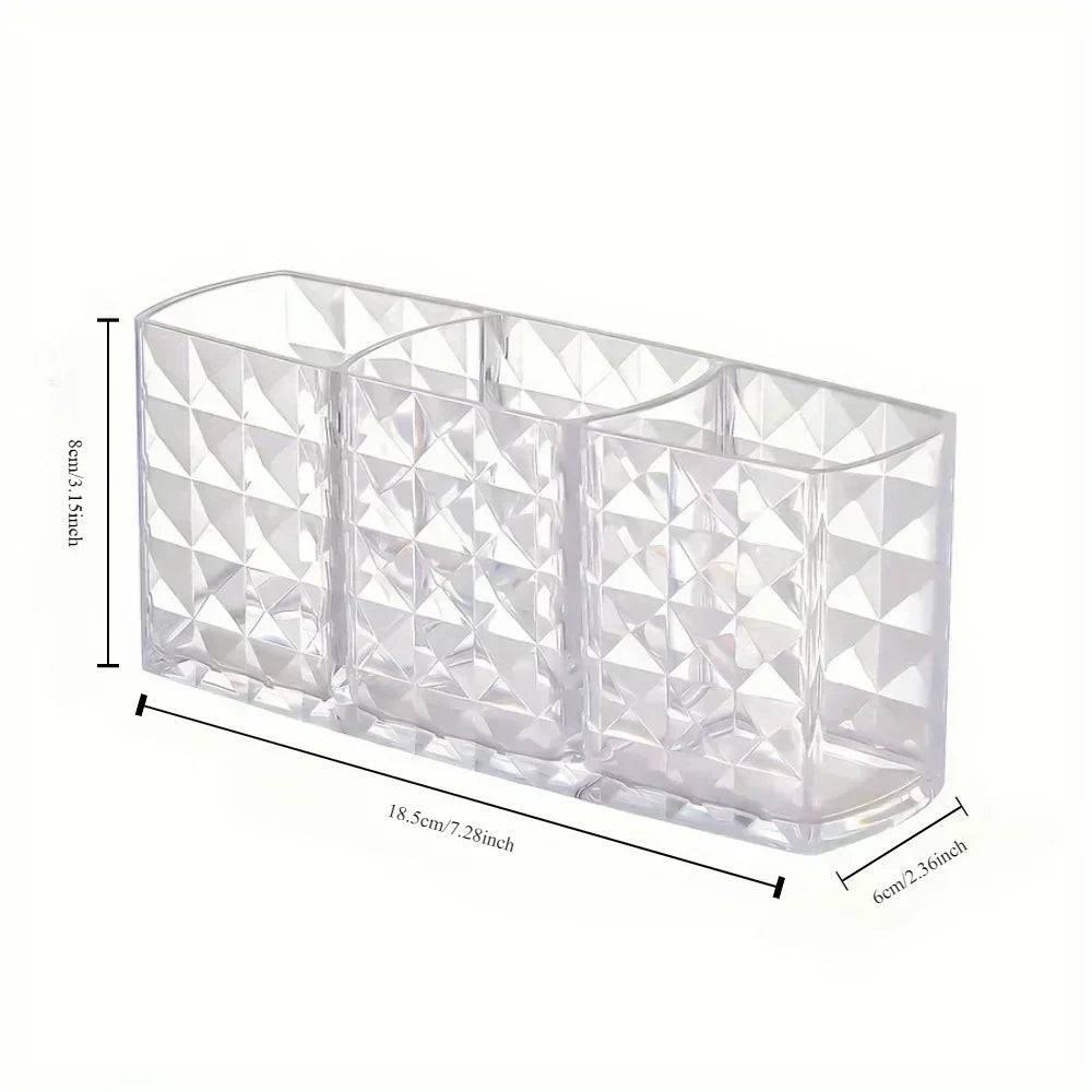 Mantén tu espacio de belleza ordenado y estilizado con el Soporte Acrílico para Brochas de Maquillaje y Organizador de Cosméticos. Diseñado para ofrecer una solución práctica y elegante para tus productos favoritos