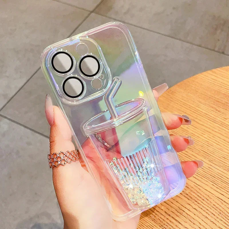 Dale un toque único y brillante a tu IPhone 16 con esta funda transparente con Purpurina 3D!