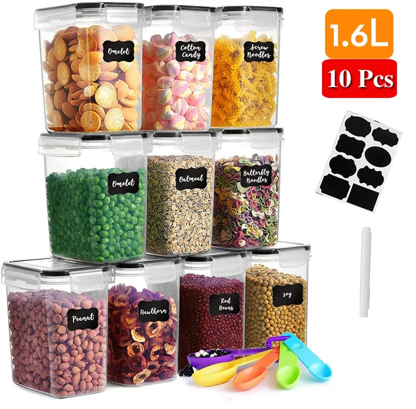 ¿Cansado de ver tu despensa desordenada y de no encontrar fácilmente los cereales o ingredientes que necesitas? Los Contenedores de Almacenamiento de Alimentos para Cocina de 1.6L son la solución perfecta para mantener tu despensa organizada sin BPA