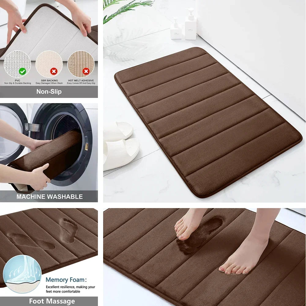 ¡Transforma tu baño con el Juego de 3 Alfombrillas Antideslizantes de Espuma Viscoelástica!