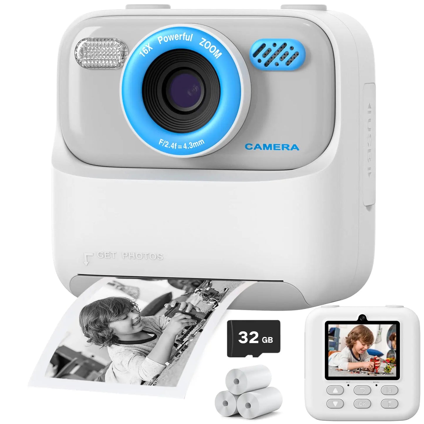 ¡Haz que tu pequeño se sienta como un fotógrafo profesional con esta increíble cámara para niños! Diseñada para explorar su creatividad, capturar recuerdos y divertirse, esta Cámara Digital para Niños con impresión instantánea